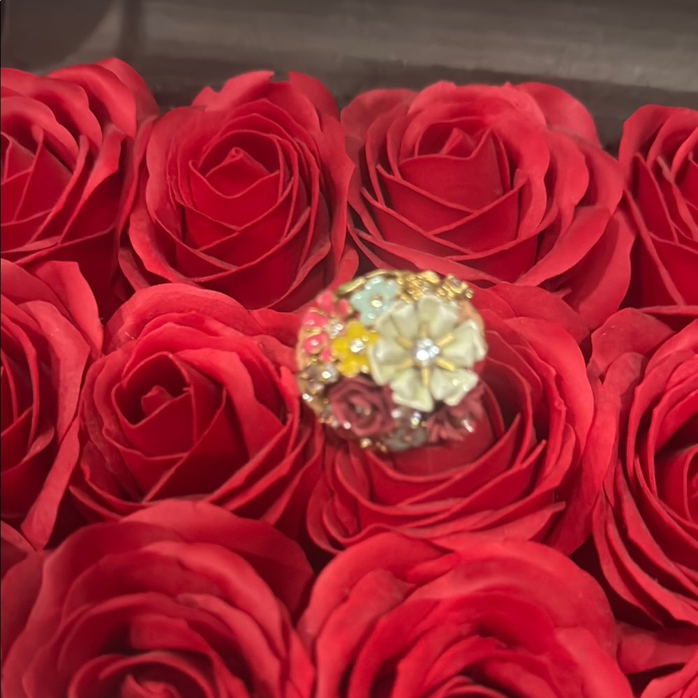 Juicy Couture vintage Floral Gold Ring with Multicolor Accents
